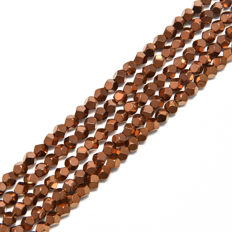 Copper Plated Hematite Faceted Nugget Beads 4mm 15.5 Strand – CRC Beads